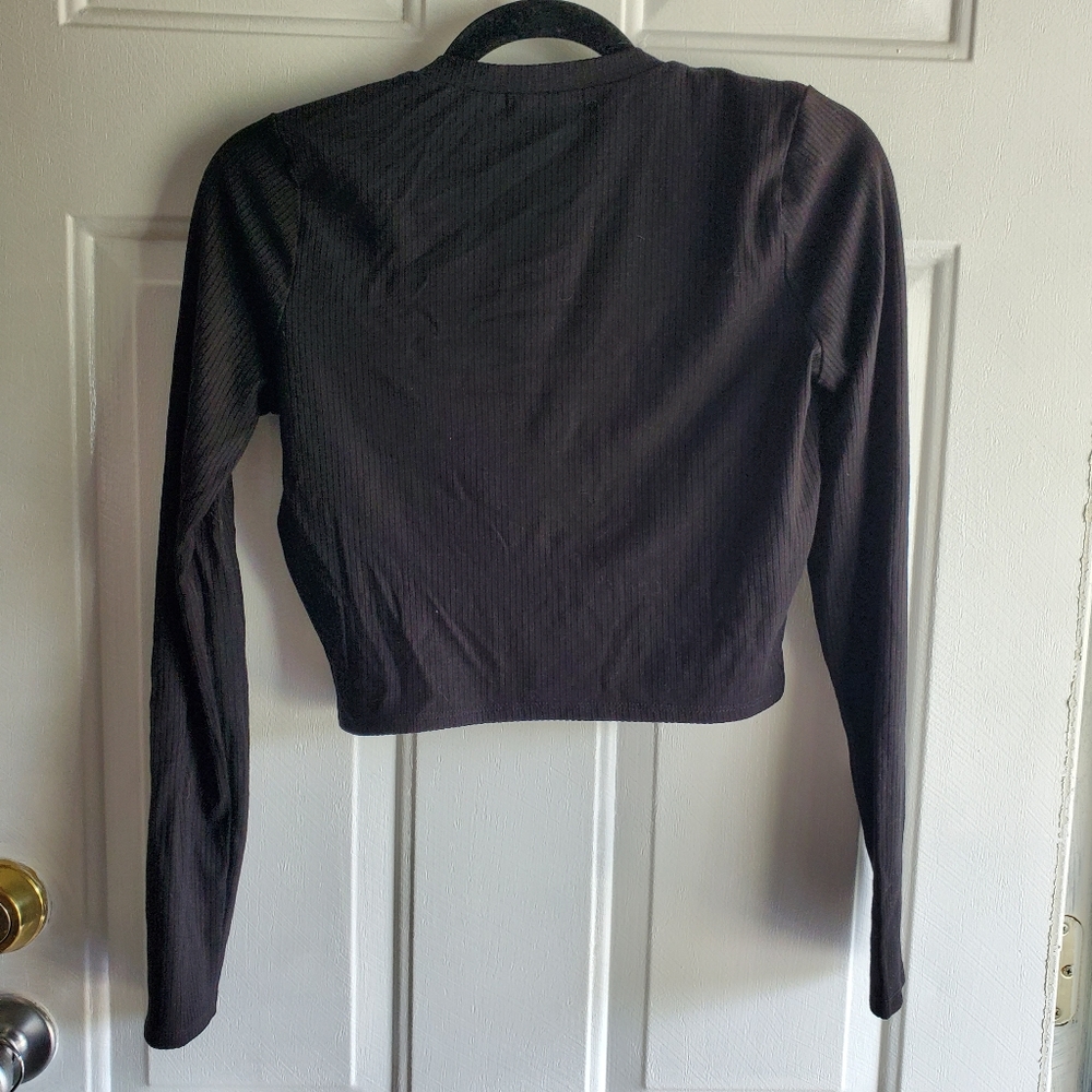 Reformation Black Long Sleeve Crop Top - Picture 6 of 16